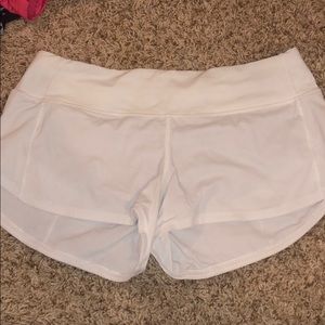 White lululemon speed up 2.5 shorts